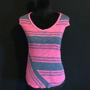 Pink & Gray Striped Shirt